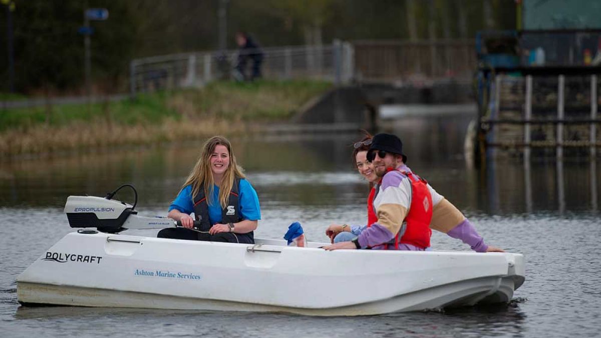 Scottish Canals Falkirk Wheel hire boats with electric outboards